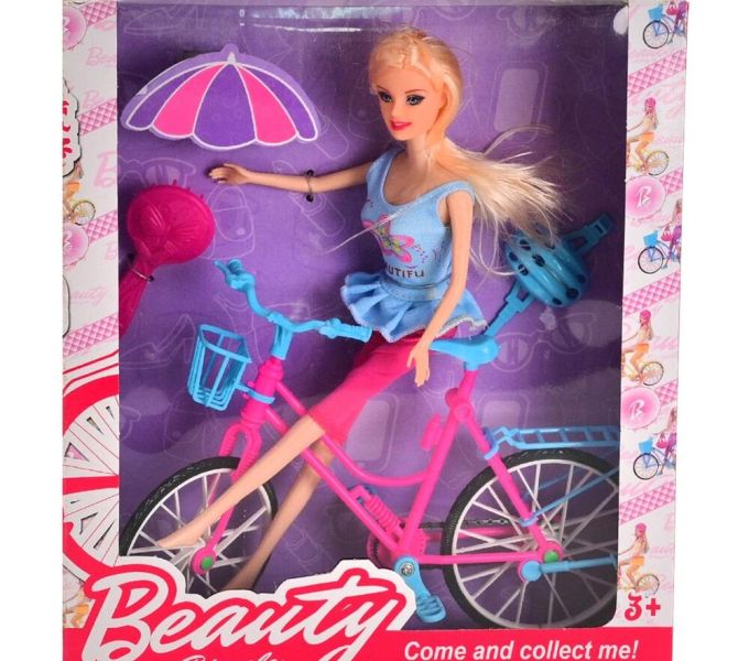 Κούκλα με ποδήλατο και αξεσουάρ