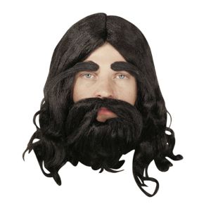 Περούκα με μούσι και μουστάκι JESUS ΜΑΥΡΗ